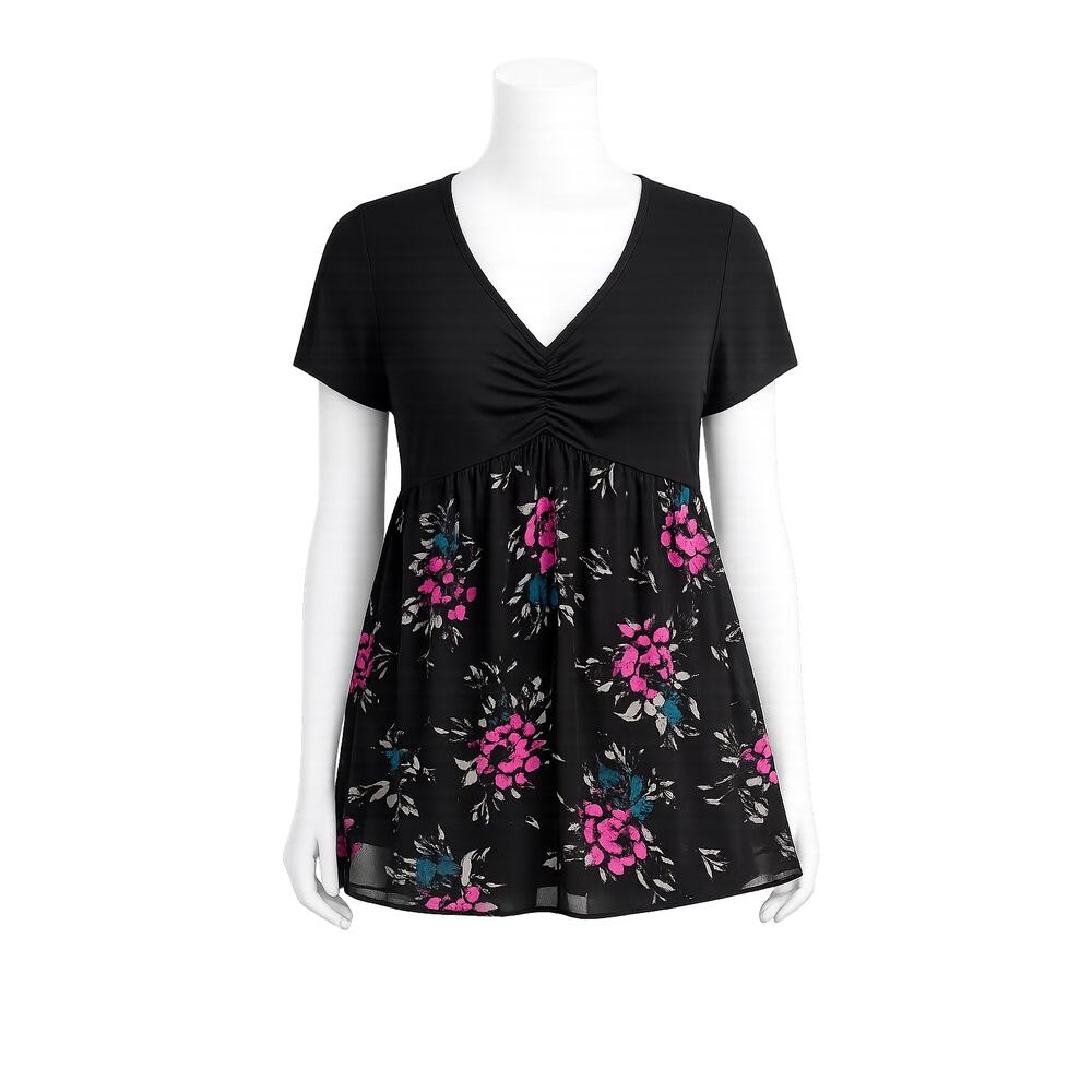 Torrid Women’s Babydoll Knit V-Neck Floral Top Plus - Size 3X